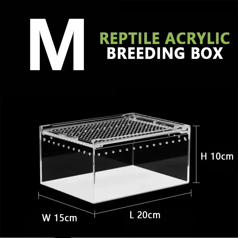 Reptile Anti-Escape Breeding Box Acrylic Transparent Breathable Amphibian Tank for Turtle Spider Lizard Snake Frog Reptiles Cage