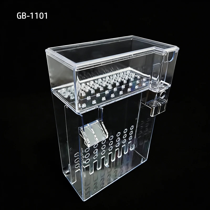 2-Tier Dry-Wet Separation Aquarium Filter Box Ultra-Quiet Wall-Mounted 3-in-1 Drip Filter Box for Small Medium Fish Turtle Tanks