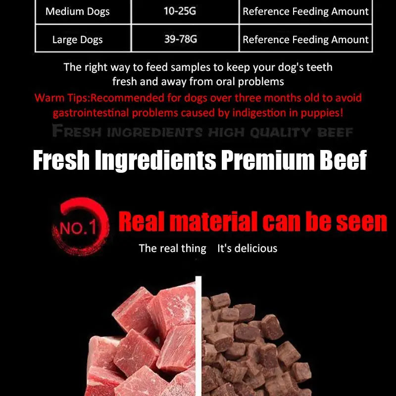 Diced Beef Particles Appetizing Digestive Nutritious Delicious Chewy Adult Dog Puppy Training Rewards Premium Beef Pet Snack