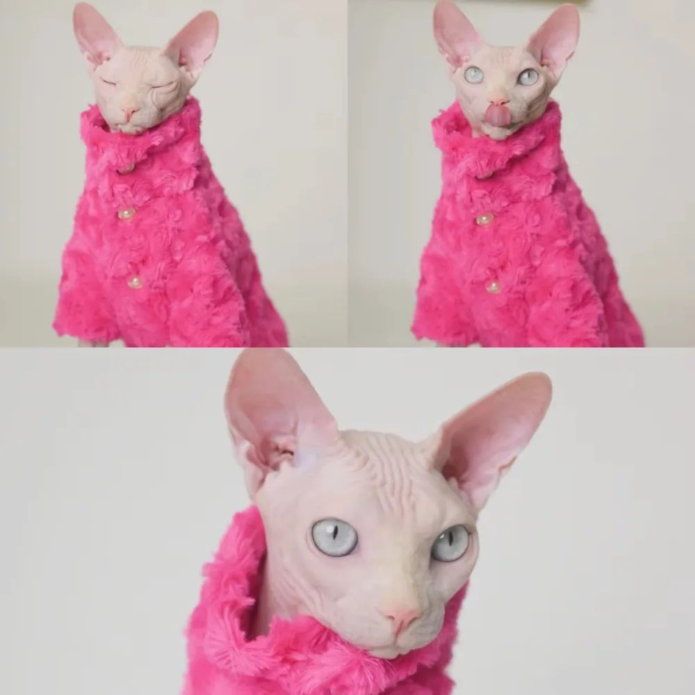 Hairless Cat Clothes Winter Two-layers Warm Thick Cat Apparel for Sphynx Cats, Devon Rex Cats, Small Cats and Dogs