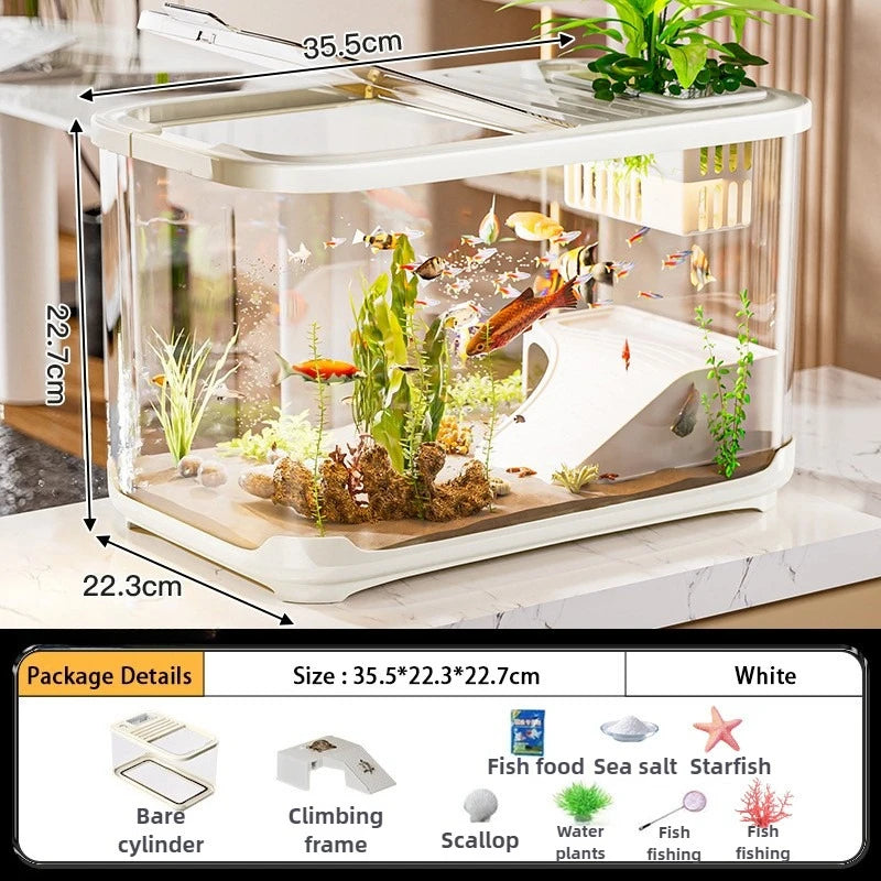 Aquarium Tank Plastic Turtle Terrariums Small Transparent Fish Incubator Box Desktop Fish Tanks Landscaping Display Boxes