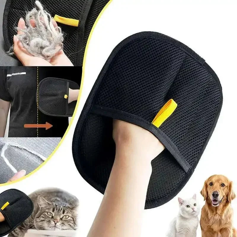 Pet Hair Removal Set Tool Reusable Static Removal Gloves Double-Sided Grooming Gloves Remove Dog Cat Hair Carpets Sofa Cleaner
