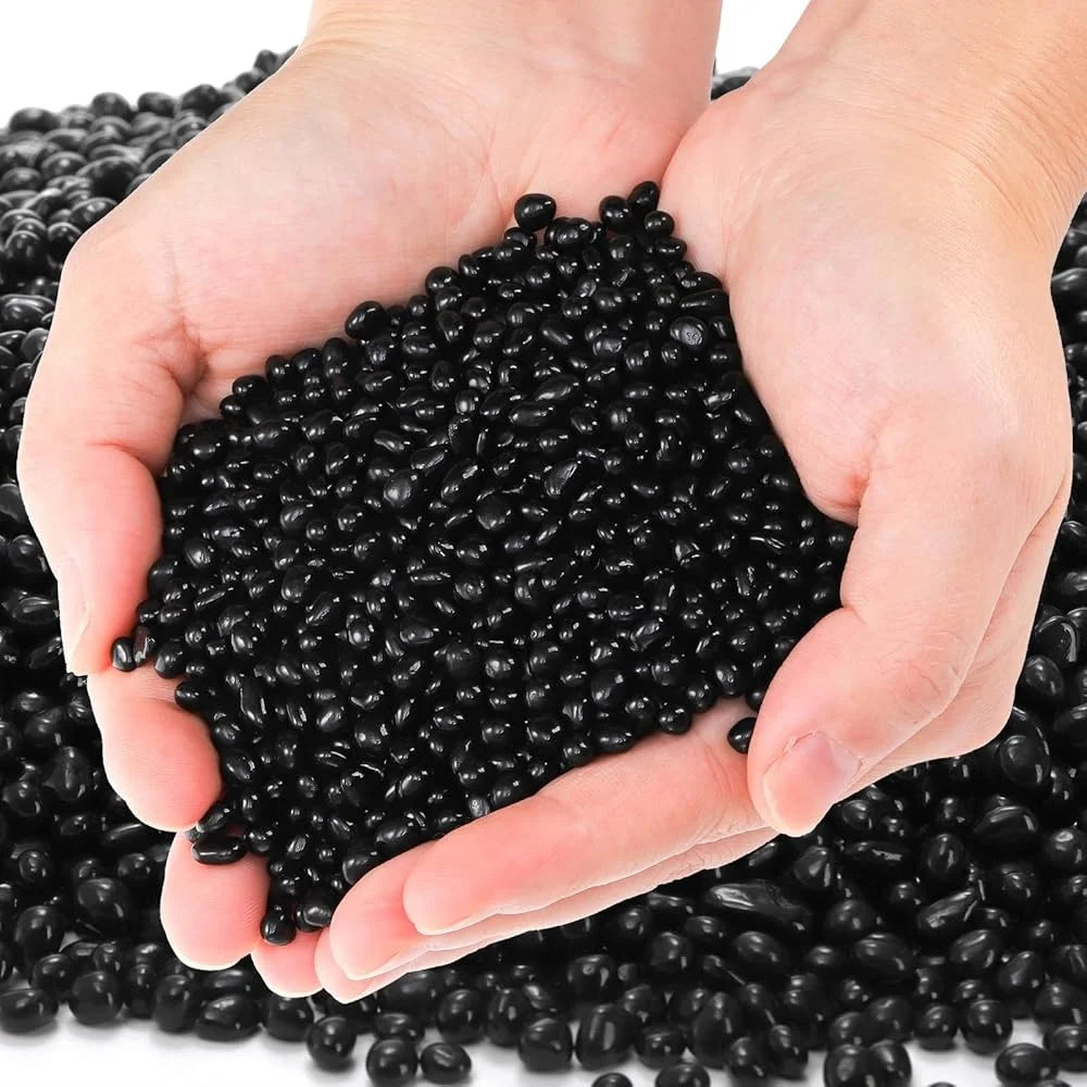 3 LB Aquarium Gravel Substrate Polished Black Crystal Chip Stone Natural Decorative Mini Fish Tank Landscaping Plant Soil