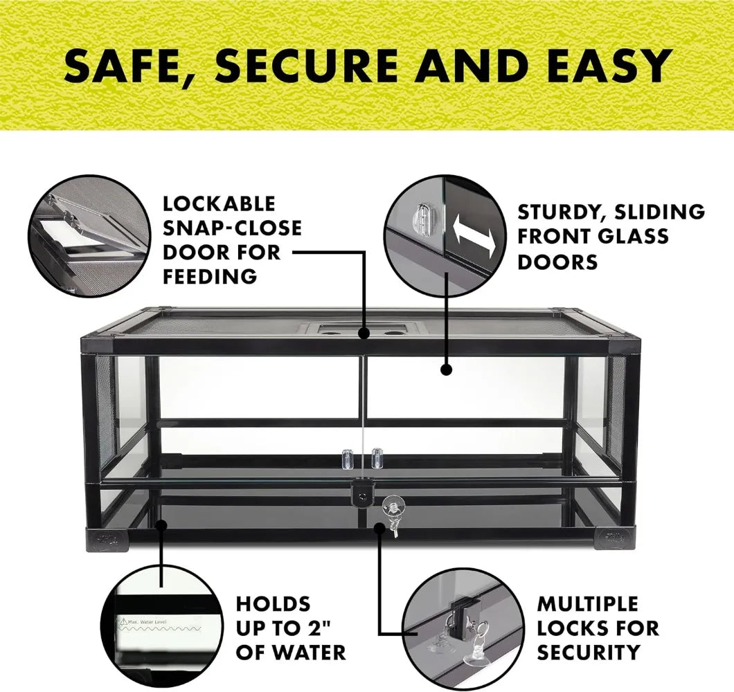 QuickBuild Terrarium Sleek Glass Reptile Habitat Easy Setup Suitable for all Types of Reptile Pets Whether Amphibians Reptilians
