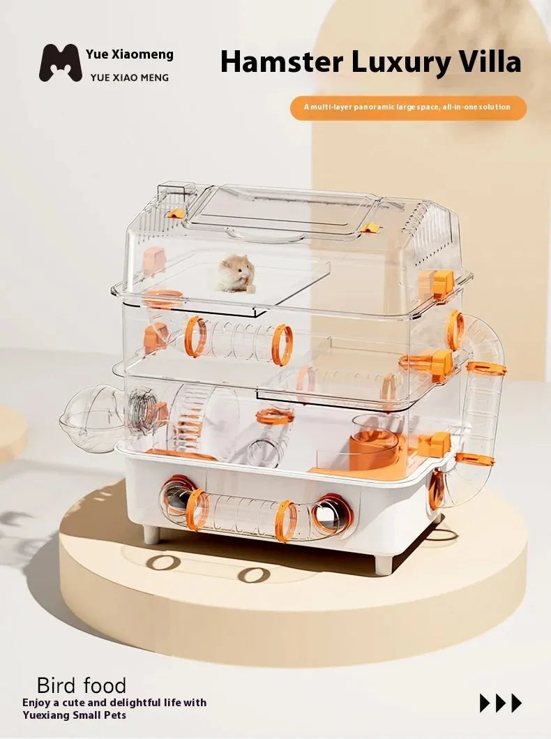 Hamster Cage Large Luxury Villa Three-layer Acrylic Panoramic Transparent Golden Bear Special Nest