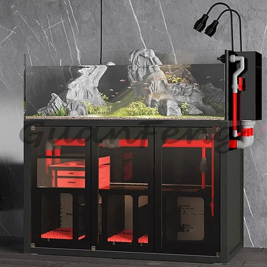 new Fish Tank Aquarium Bottom Filter Ultra-White Glass Backpack Side Overflow Inner Package Outer Package Ecological Aquariums 03