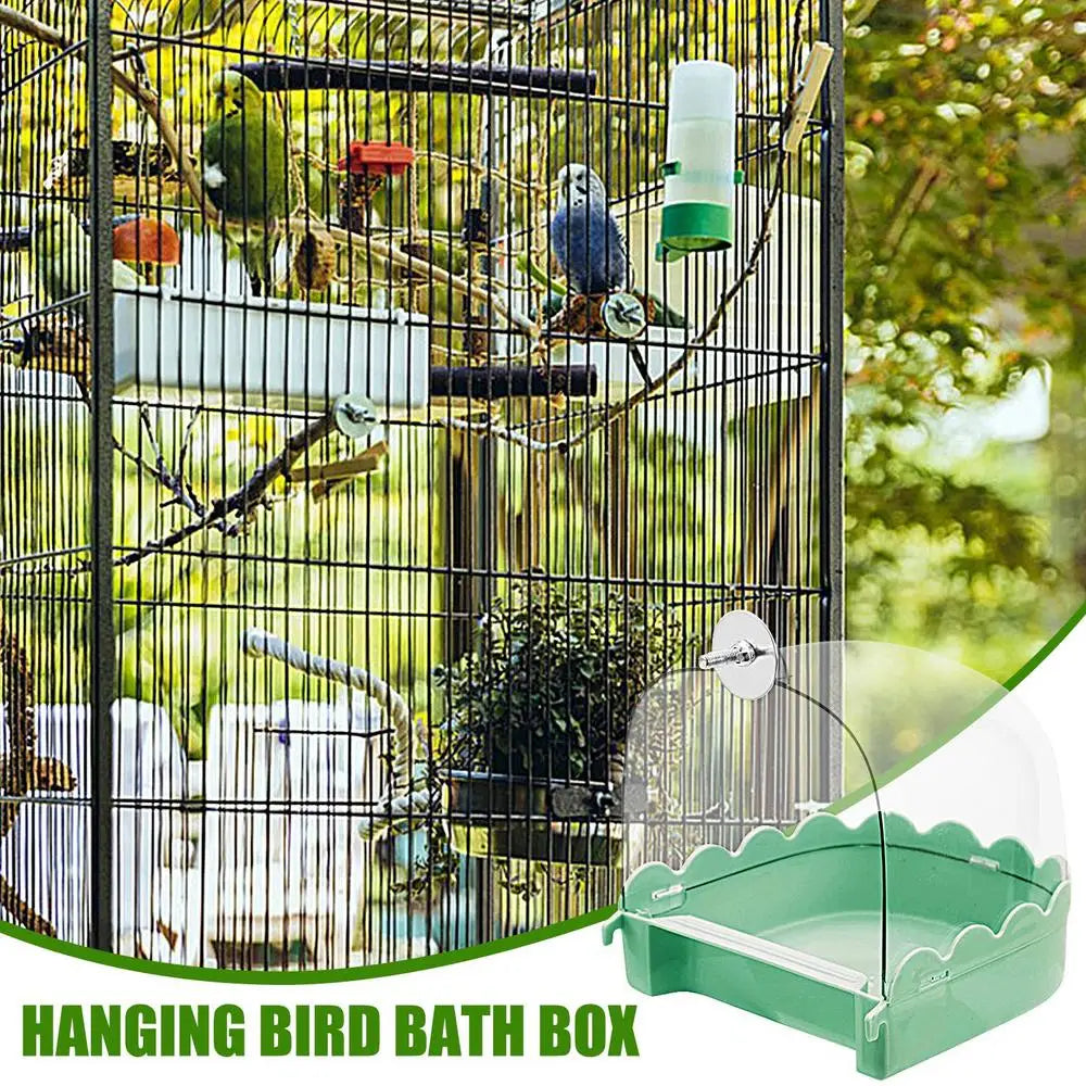 Bird Bath For Cage Spacious Parakeets Shower Bathtub Multifunction Cleaning Pet Supplies Bird Cage Accessories Clear Bathtub