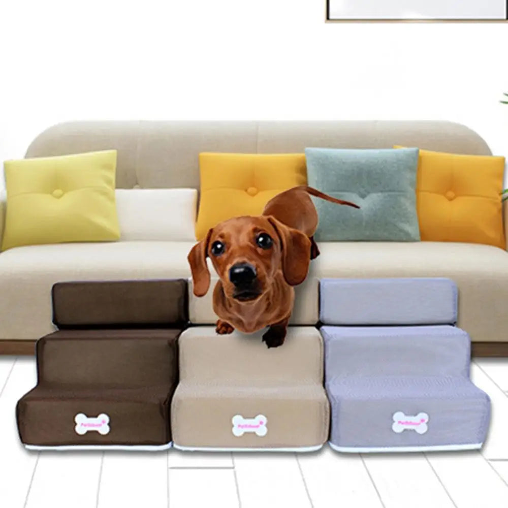 Small Dog Cats Pet 3 Steps Stairs Sofa Stairs Pet Dog Cats Ramp Climbing Stairs Removable Non-slip cover Detachable Bed Ladder Dog Bed