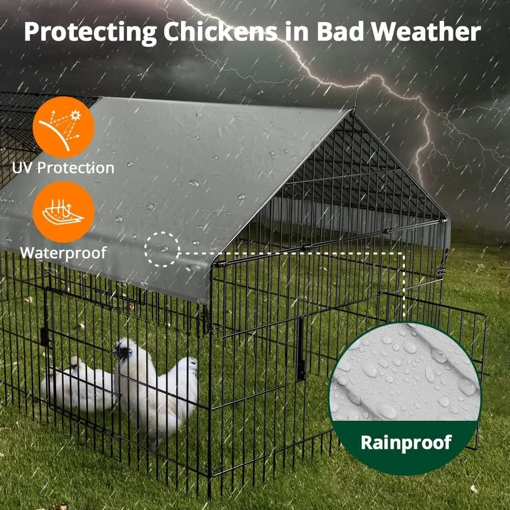 Chicken Coop 86"×40" Chicken Run Pen for Yard with Cover Outdoor Metal Portable Chicken Tractor Cage Enclosure Crate Outside