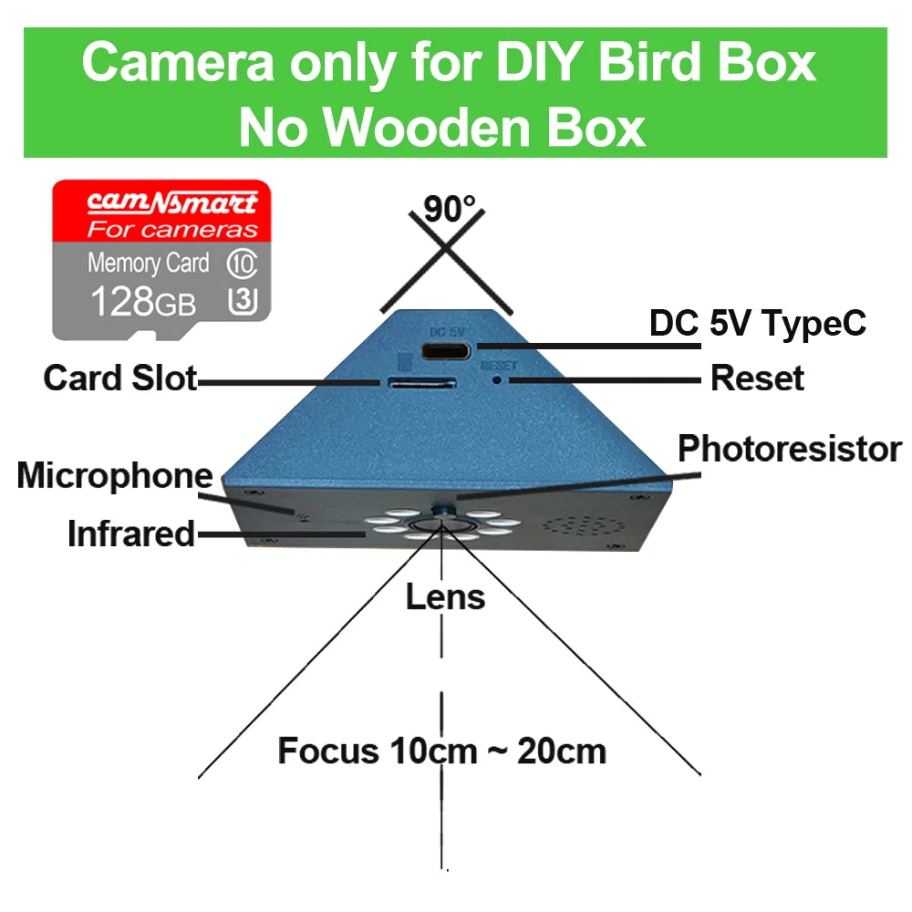 Tuya Smart Life WiFi HD Camera for Bird House Wireless APP Remote Live View Night Vision Plug-in Power Easy Install DIY Gift