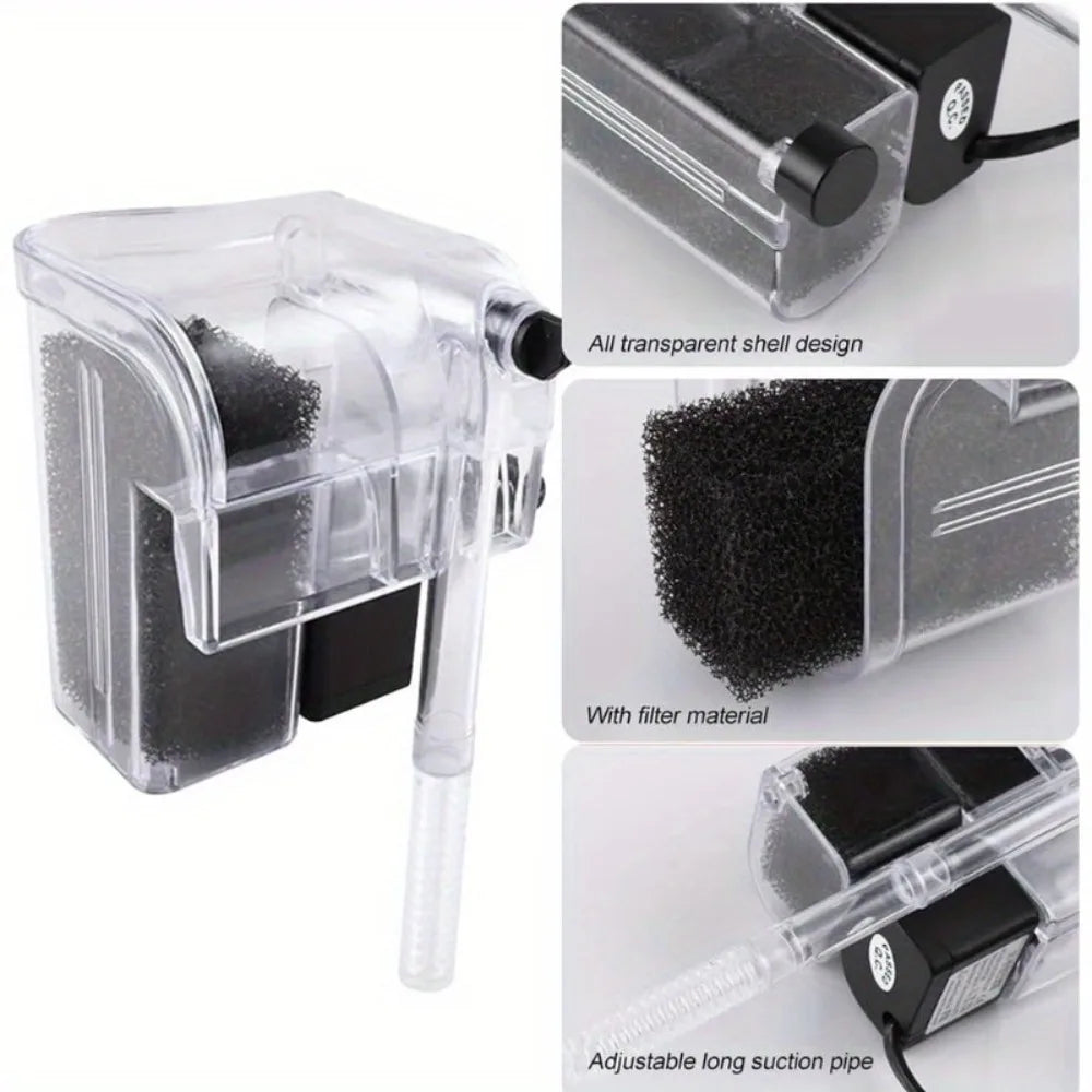 2pcs Aquarium Filter Sponge Hanging Fish Tank Filter Without Power Supply 3W/5W Filter Carbon Plate for A Variety of Fish