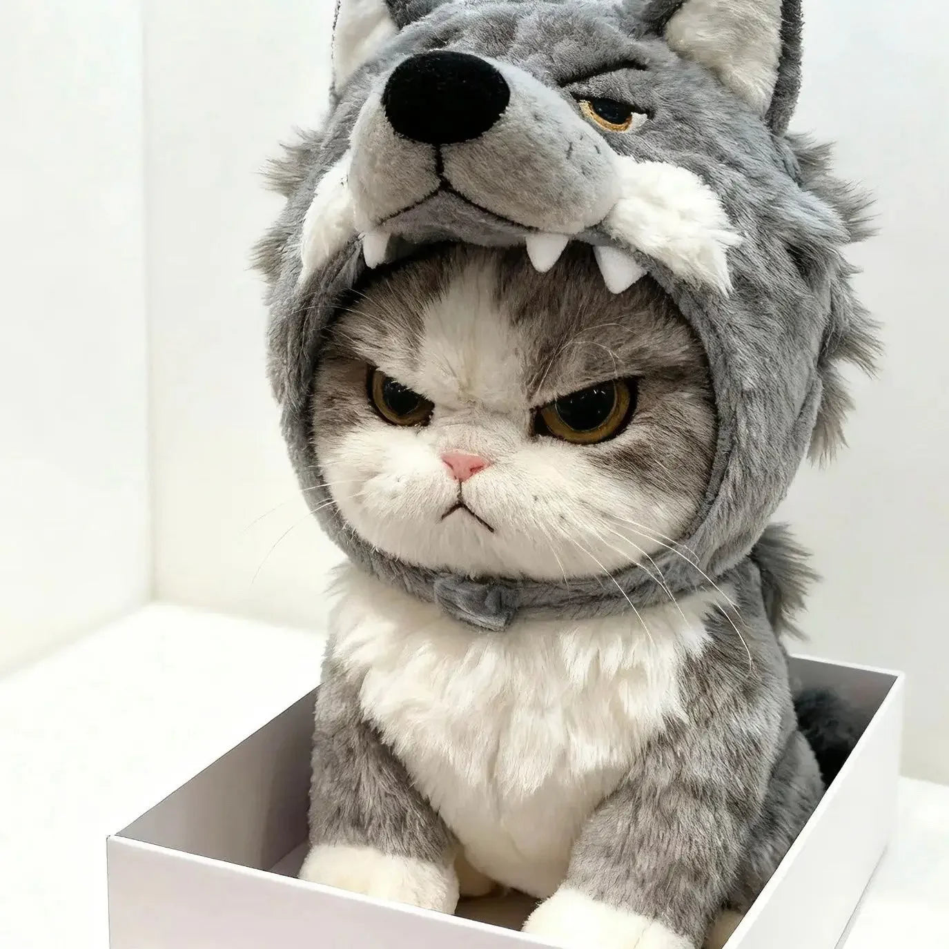 Dog and cat wolf head shape hood cute pet doll hood plush doll autumn and winter hood decoration pet supplies