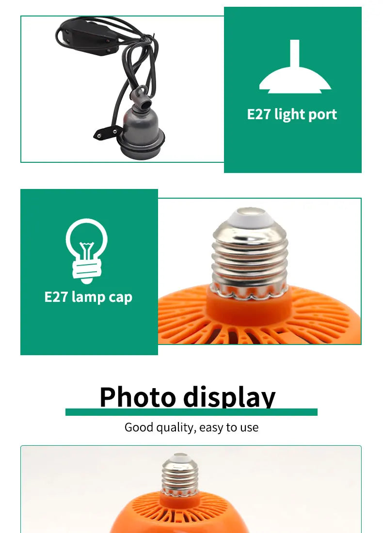 Pet Heater Animal Heating Lamp Warm Light Lamp Thermostat Thermostat Heater Reptile Box Heating Lamp 220V 150W For Incubator