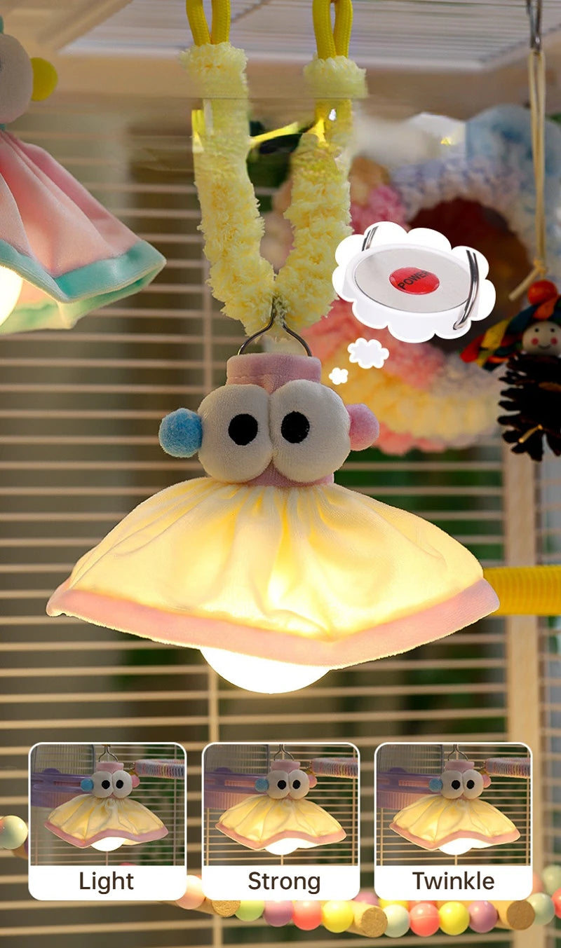 Charging Parrot Light For Cage Bird Cage Decor Plush Parrot-Shaped Bulb 3 Lighting Models For Bookshelf Vanity Counter