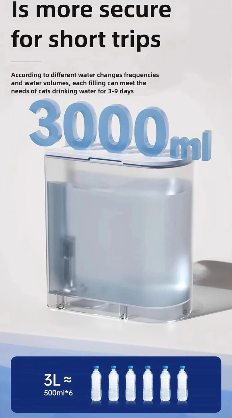 Smart Dump Cat Water Dispenser Running Water Rechargeable Automatic Water Dispenser For Pet Dogs and Cats Non-Recycling No filter needed
