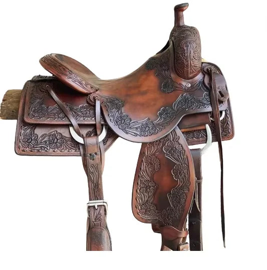 Premium Western Horse Saddle With Reinforced Tree And Breathable Seat For Cowgirl Riding Western Genuine Leather