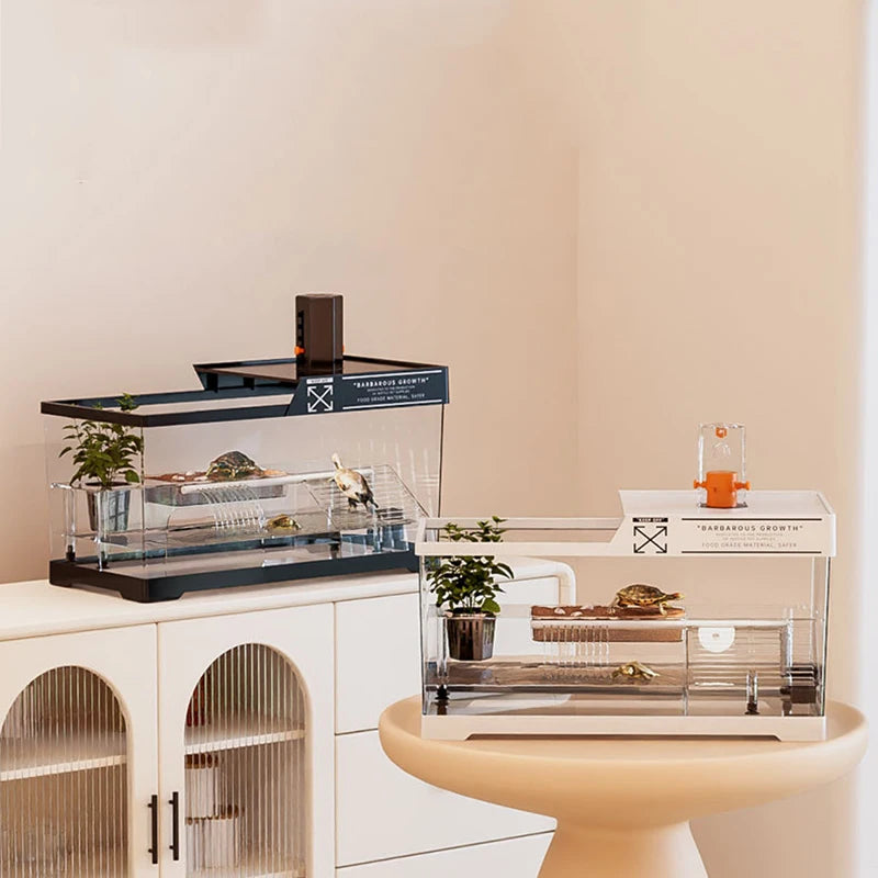 Reptile Terrariums Desktop Ecological Tank Amphibious Transparent Landscaping Terrariums Turtle Tarantulas Geckos Breeding Box