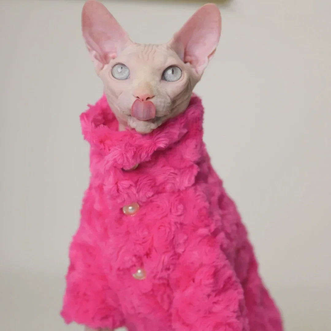 Hairless Cat Clothes Winter Two-layers Warm Thick Cat Apparel for Sphynx Cats, Devon Rex Cats, Small Cats and Dogs