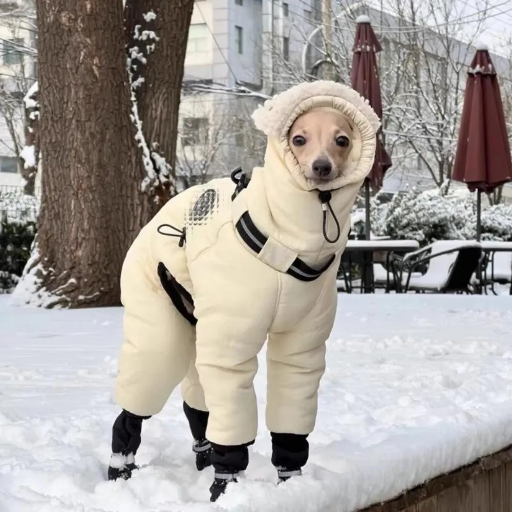 New Waterproof Winter Dog Jumpsuit Thickened Fleece Warm Big Dog Clothes Full Cover Big Dog Cotton-padded jacket Large Dog