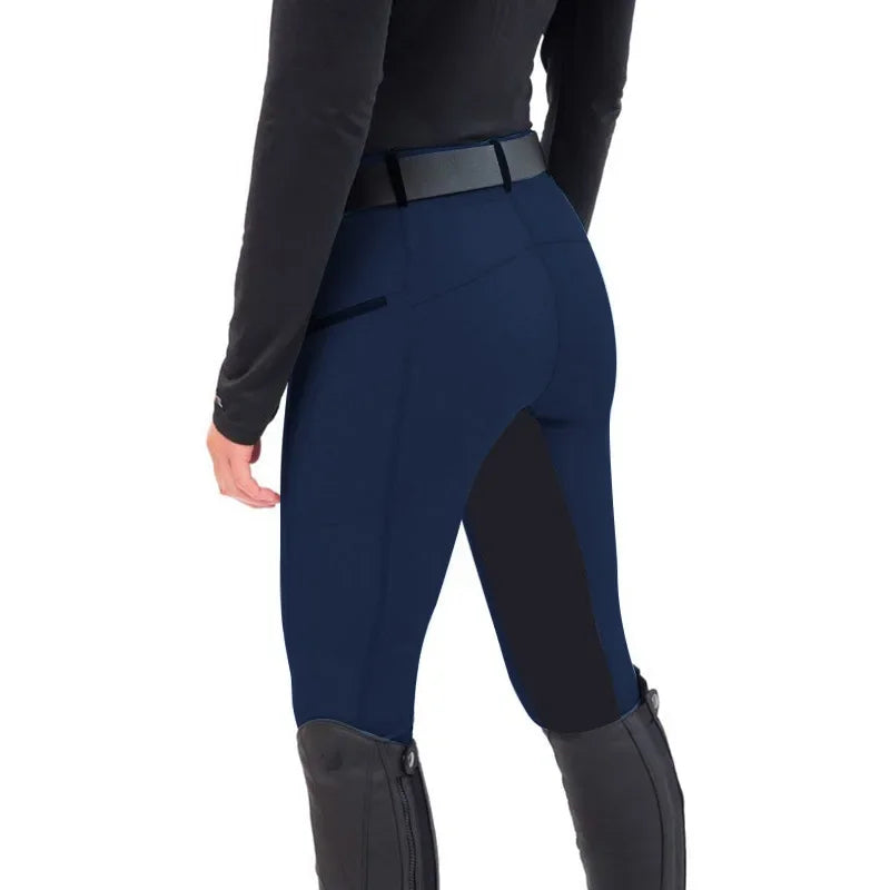 Women Slim Fit Stretch Equestrian Riding Pants Skinny Casual Paneled Trousers Essential Ware