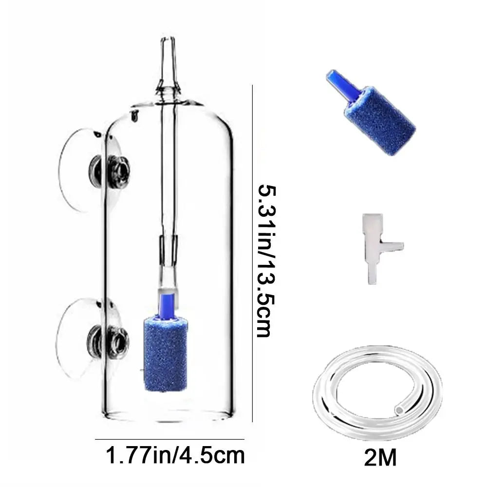 Crystal Glass Fish Tank Dissolved Oxygen Device Anti-Splash Design Preventing Water Splashing Fish Tank Oxygen Aerator