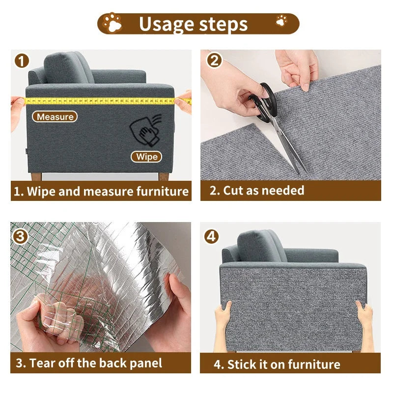 Trimmable Cat Scratching Mat Cat Scratcher Sofa Tape Scratching Post Self-adhesive Carpet Cat Scratch Board Cat Accessories