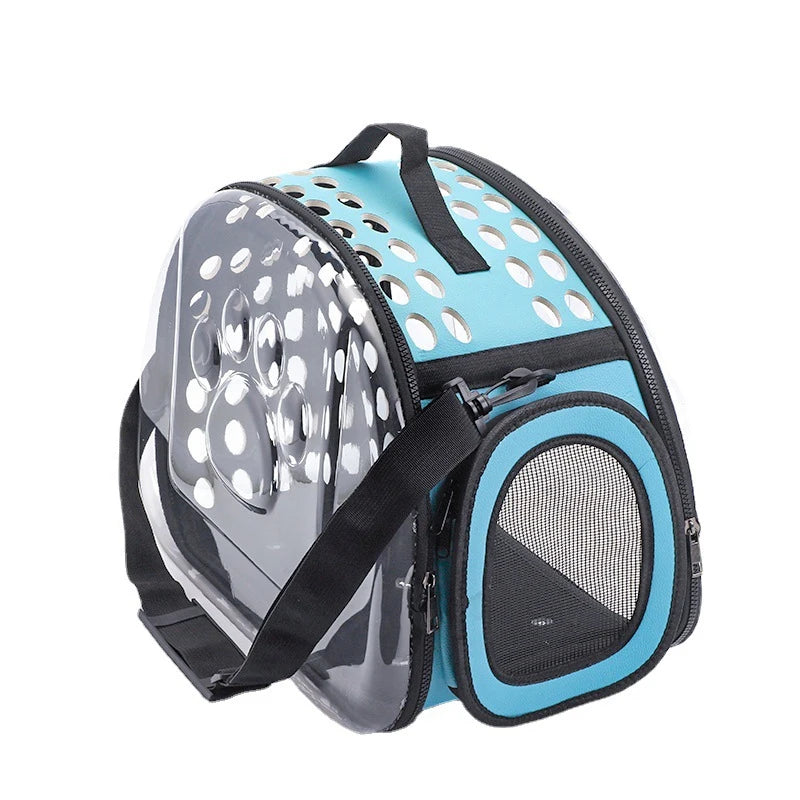 Portable Breathable Pet Carrier Backpack, Outdoor Handbag Transparent Foldable Breathable Pet Travel Shoulder Strap Bag