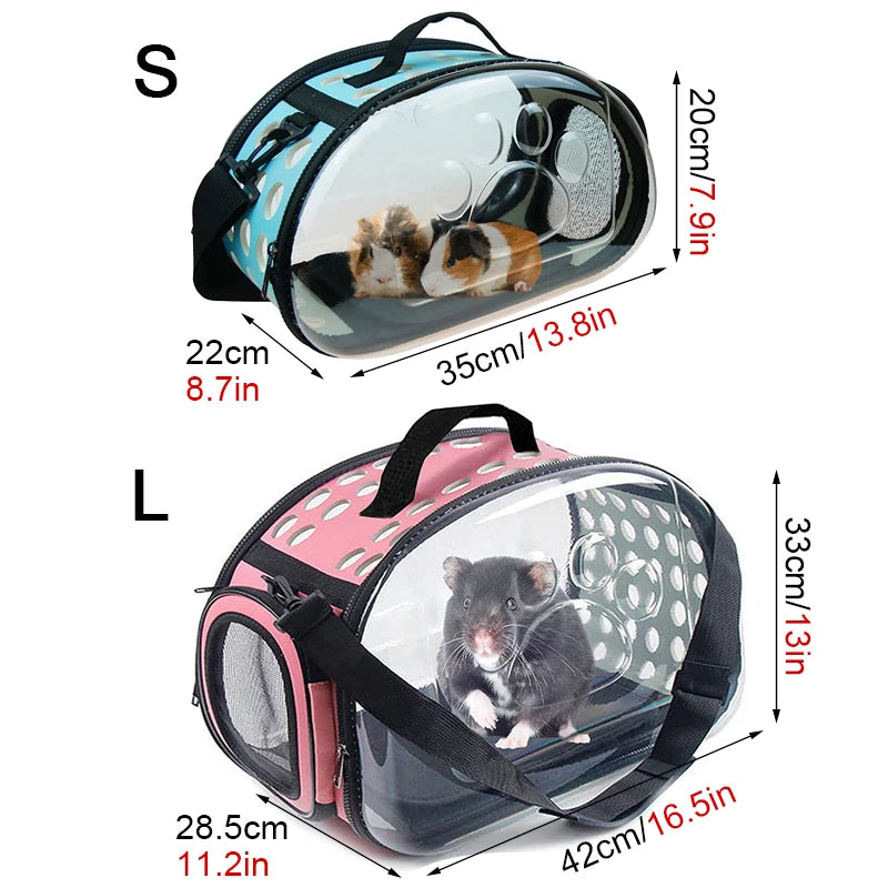 Portable Breathable Pet Carrier Backpack, Outdoor Handbag Transparent Foldable Breathable Pet Travel Shoulder Strap Bag