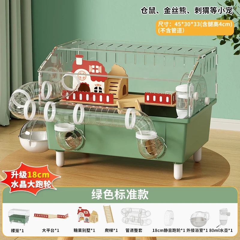 Transparent Acrylic Hamster House, with Tunnel,