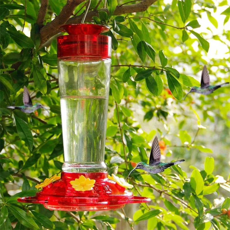 1pc suspended hummingbird feeder, bird with hook feeder, 5 nectar feeding ports (13.5oz)