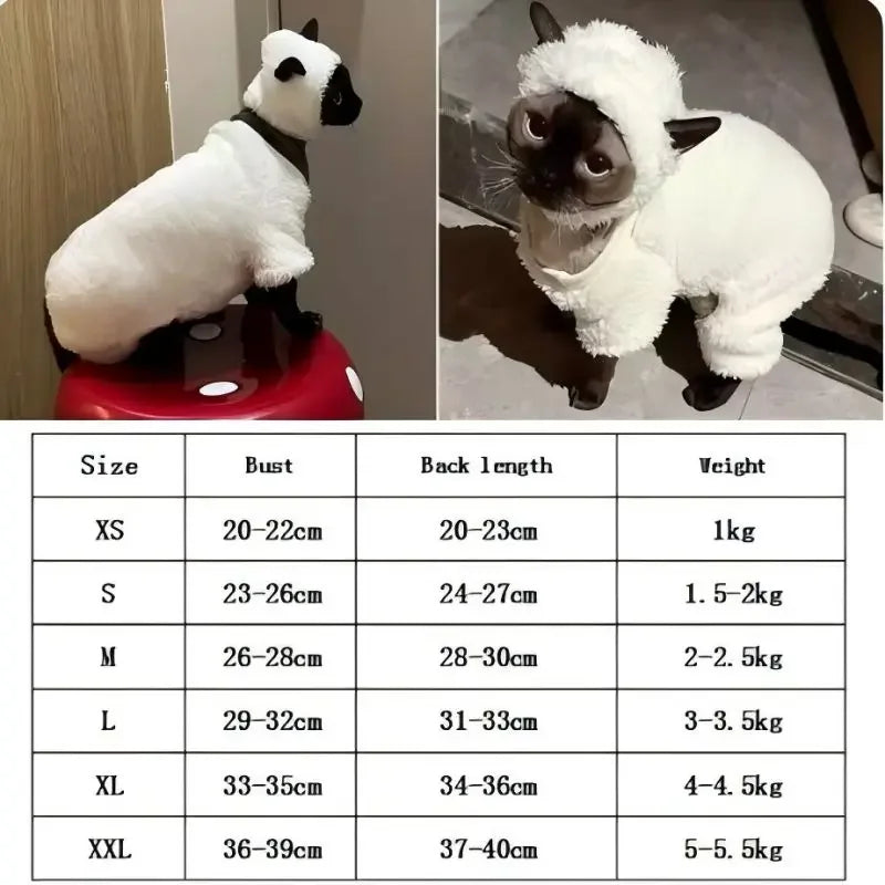 Hairless Cat Clothes Autumn and Winter Thickened polar fleece Warm Four-Legged Sphinx Devon Rex Cat lamb double-sided fleece cotton