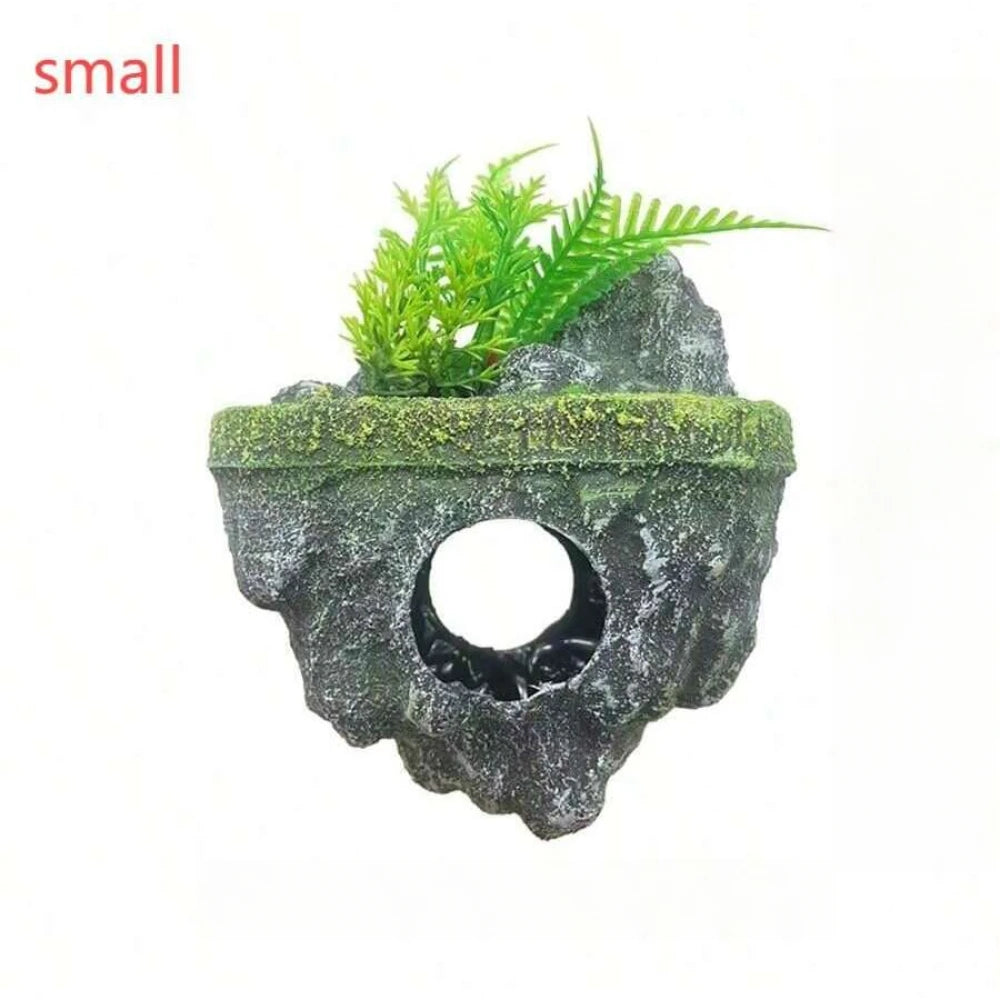 Multi - Use Aquarium Floating Island Decor Rock with Shelter for Fish, Ecological Scenery Rockery for Fish Tank Landscaping