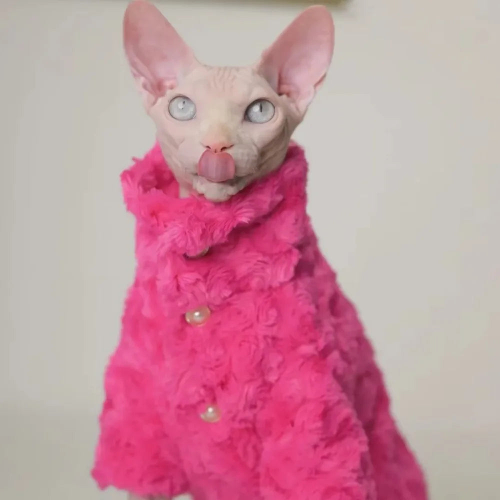 Hairless Cat Clothes Winter Two-layers Warm Thick Cat Apparel for Sphynx Cats, Devon Rex Cats, Small Cats and Dogs