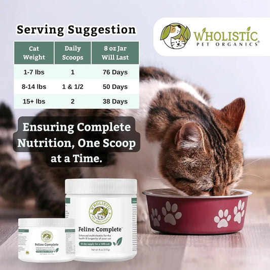 Original Whitefish Feline Complete - 8 Oz - Multivitamin & Probiotic Powder for Cats - Natural Cat Food & Digestive Support