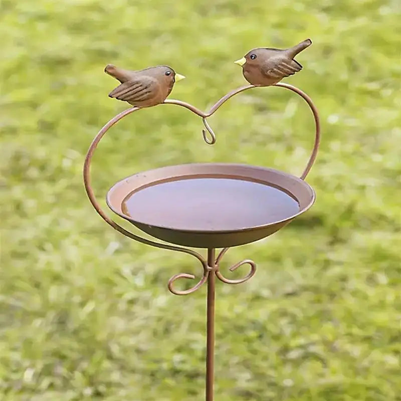 European Country Bird Feeder Ground Plug Bathing Tray Decorative Cast Bird Feeder Bird Bath for Outdoor Patio Courtyard
