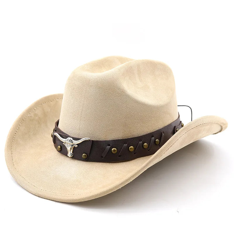 New Western Cowboy Hats Vintage Roll Brim Gentleman Cowgirl Jazz Hat Holidays Party Cosplay Hat