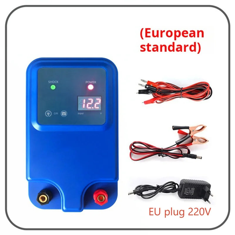 10km 1.5J Electric Fence Energizer Farm Animals Electronic Pulse Fence Controller for Cattle Sheep Livestock Pasture Fence Device 12V