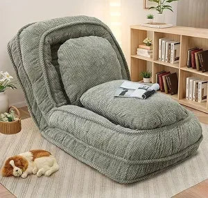 Upholstered Human Dog Bed for Adult & Pets, Convertible Lazy Sofa Bed with 5 Adjustable Position, Comfy Tatami Bean Bag Lounge Chair
