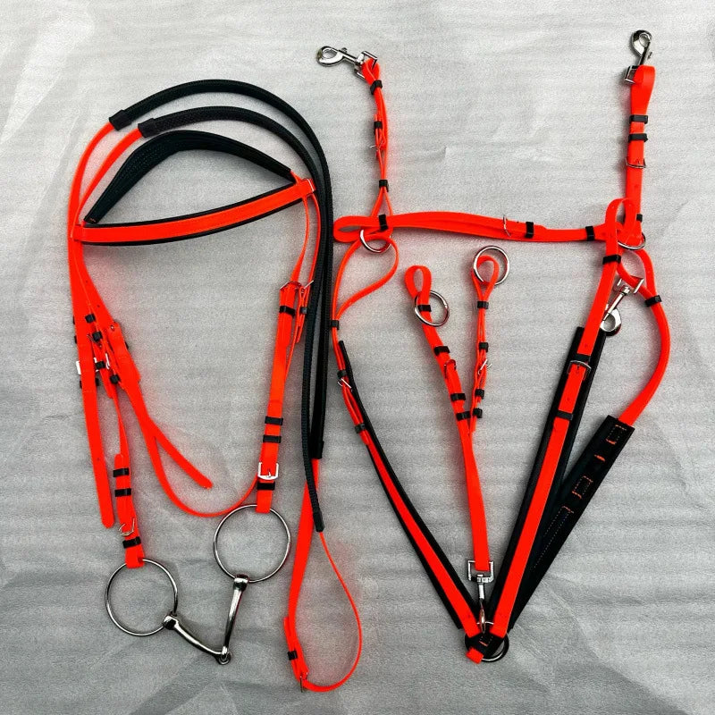 Endurance Marathon Stainless Steel Horse Bridle PVC Padded Nose Band Brow Band Reins A variety of Colors Riding Equestrian