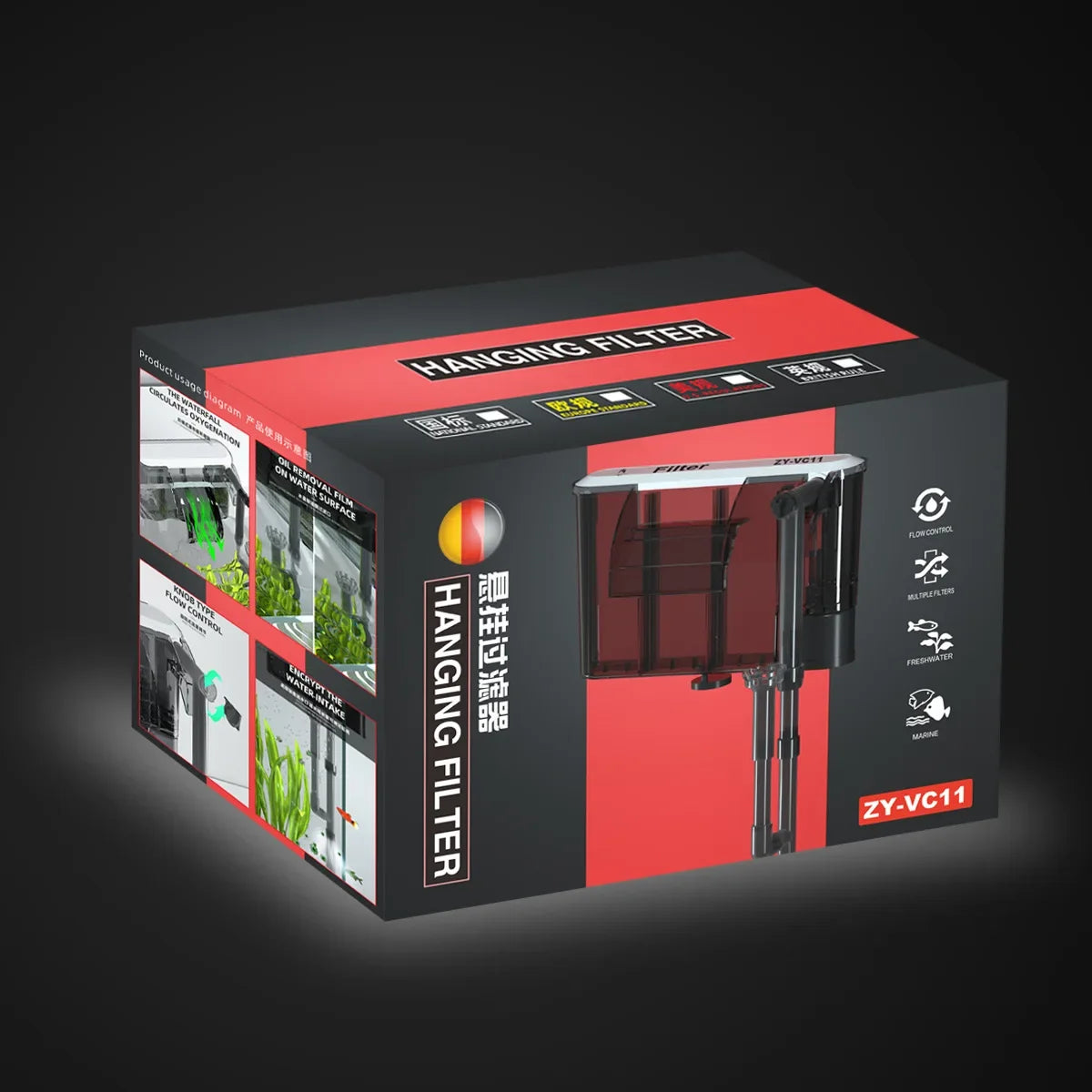 Aquarium 110V 220V Wall-mounted Filter Fish Tank Filter External Grass Tank Filter Water Flow Adjustable Suitable for 30-80CM