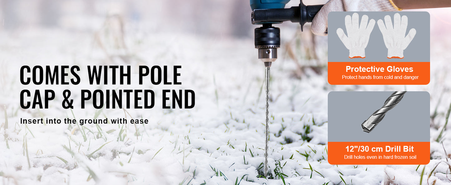 VEVOR Driveway Markers Orange Fiberglass Reflective Poles Easy Visibility Snow Stakes Safety Stand Poles for Parking Lots Walkway