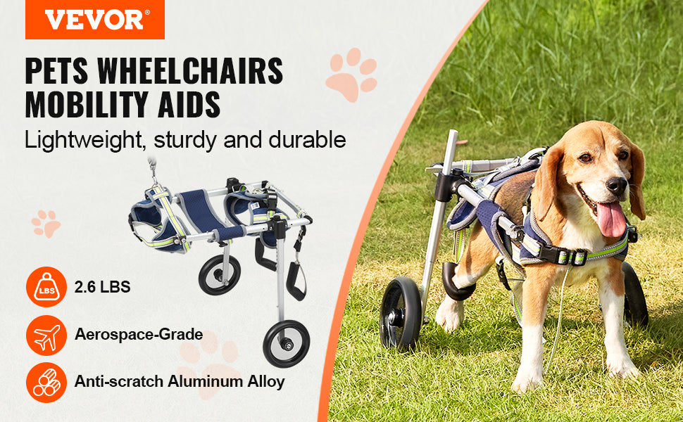 2 Wheels Dog Wheelchair for Back Legs Pet Wheelchair Dog Cart/Wheelchair for Injured Disabled Paralysis Hind Limb Weak Pet
