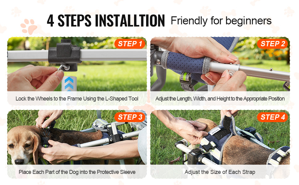 2 Wheels Dog Wheelchair for Back Legs Pet Wheelchair Dog Cart/Wheelchair for Injured Disabled Paralysis Hind Limb Weak Pet