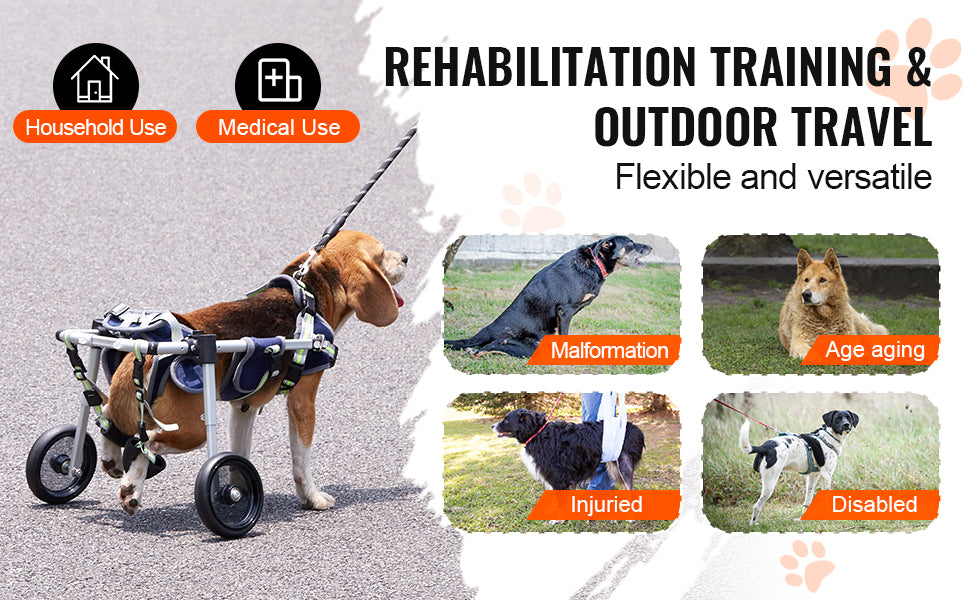 2 Wheels Dog Wheelchair for Back Legs Pet Wheelchair Dog Cart/Wheelchair for Injured Disabled Paralysis Hind Limb Weak Pet