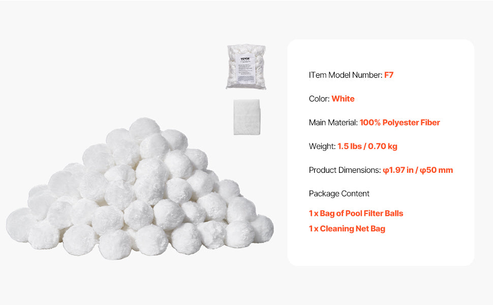 Pool Filter Balls 1.5 lbs-4.6 lbs Reusable Blue / White Polyester Fiber Filter Media with Wash Bag, for Pool Aquarium Tank
