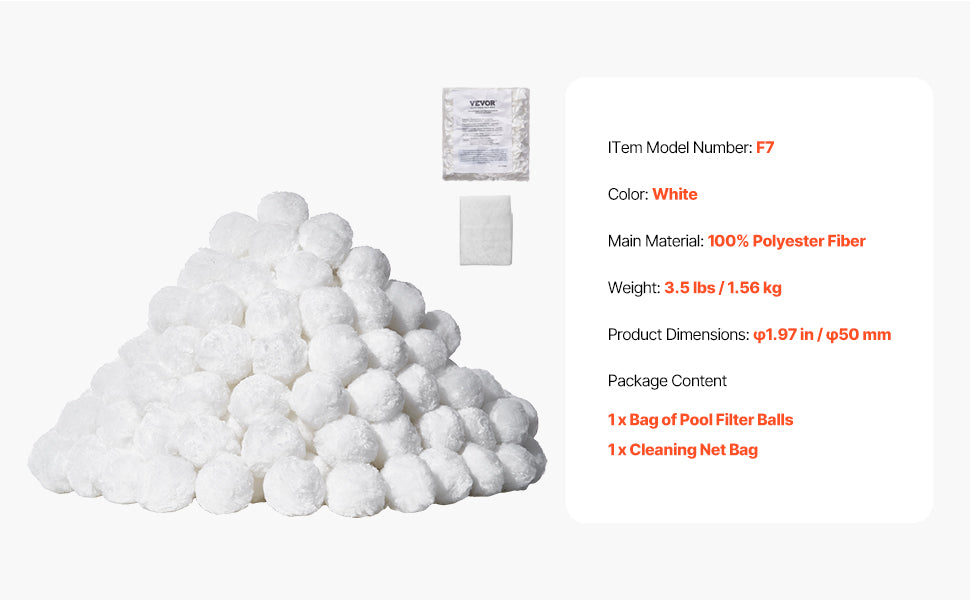 Pool Filter Balls 1.5 lbs-4.6 lbs Reusable Blue / White Polyester Fiber Filter Media with Wash Bag, for Pool Aquarium Tank