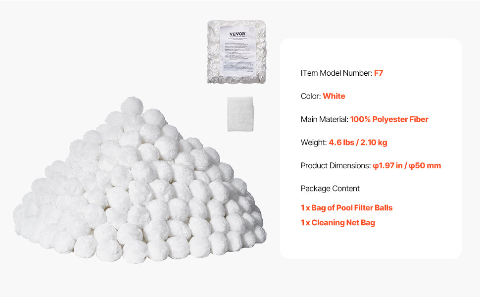 Pool Filter Balls 1.5 lbs-4.6 lbs Reusable Blue / White Polyester Fiber Filter Media with Wash Bag, for Pool Aquarium Tank