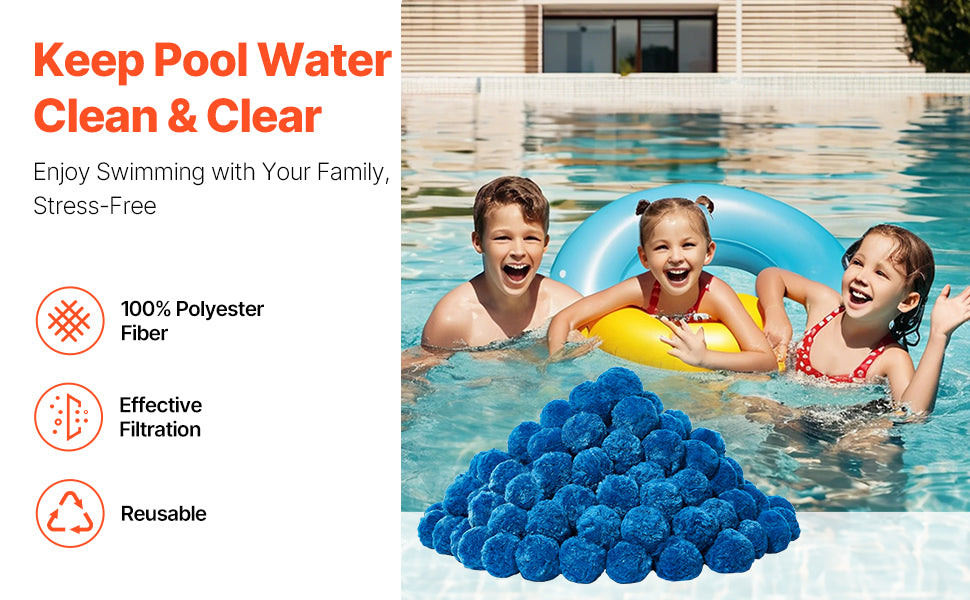 Pool Filter Balls 1.5 lbs-4.6 lbs Reusable Blue / White Polyester Fiber Filter Media with Wash Bag, for Pool Aquarium Tank