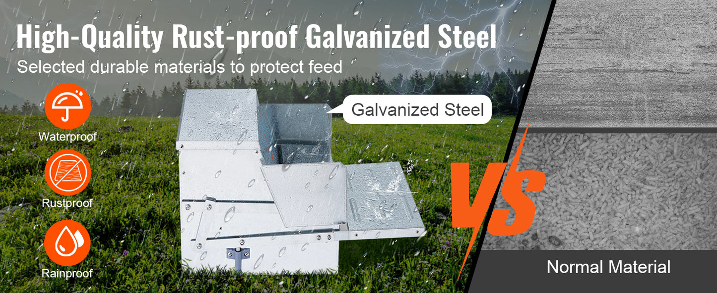 VEVOR Automatic Chicken Feeder 25 lbs Capacity Feeds 10 Chickens up to 11 Days Galvanized Steel Poultry Feeder