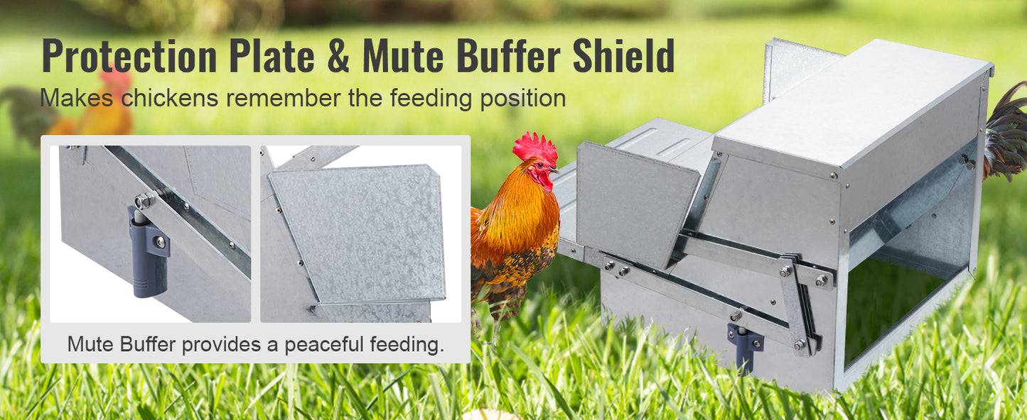 VEVOR Automatic Chicken Feeder 25 lbs Capacity Feeds 10 Chickens up to 11 Days Galvanized Steel Poultry Feeder